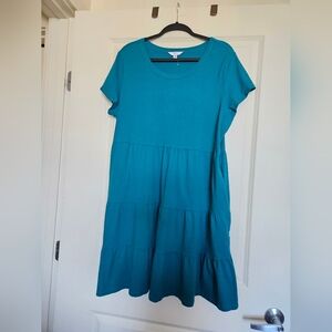 Time and Tru Teal Tiered Dress